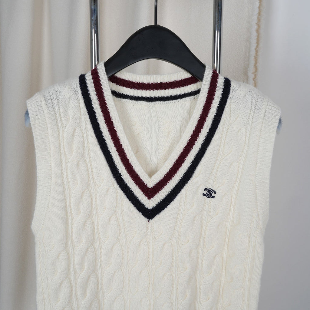 Celine Arc de Triomphe Vest White Cashmere