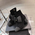 CC Short Boots 60mm Plain Black Camellia Suede