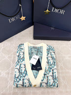 CD 25 Cardigan Cream Blue-green Wool