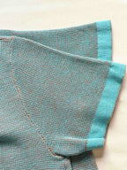 LV 25  Dolphin Jacquard Short Sleeve  Shirt Blue Sweater Knit