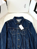 Celine 25 Denim Jacket Blue White Cotton
