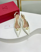 Vlogo The Bold Edition Slingback Pumps 60mm White Glossy Cowhide 843653