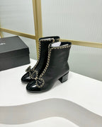 CC Ankle Boot 65 Black Calfskin Patent Calfksin Leather Strap