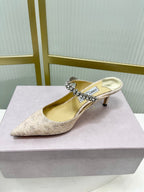 Jimmy 26s Heel Mules 65 Beige Sequins Sheepskin Diamond 605943