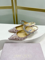 Jimmy 26s Heel Mules 65 White Red Sequins Sheepskin Diamond 605944