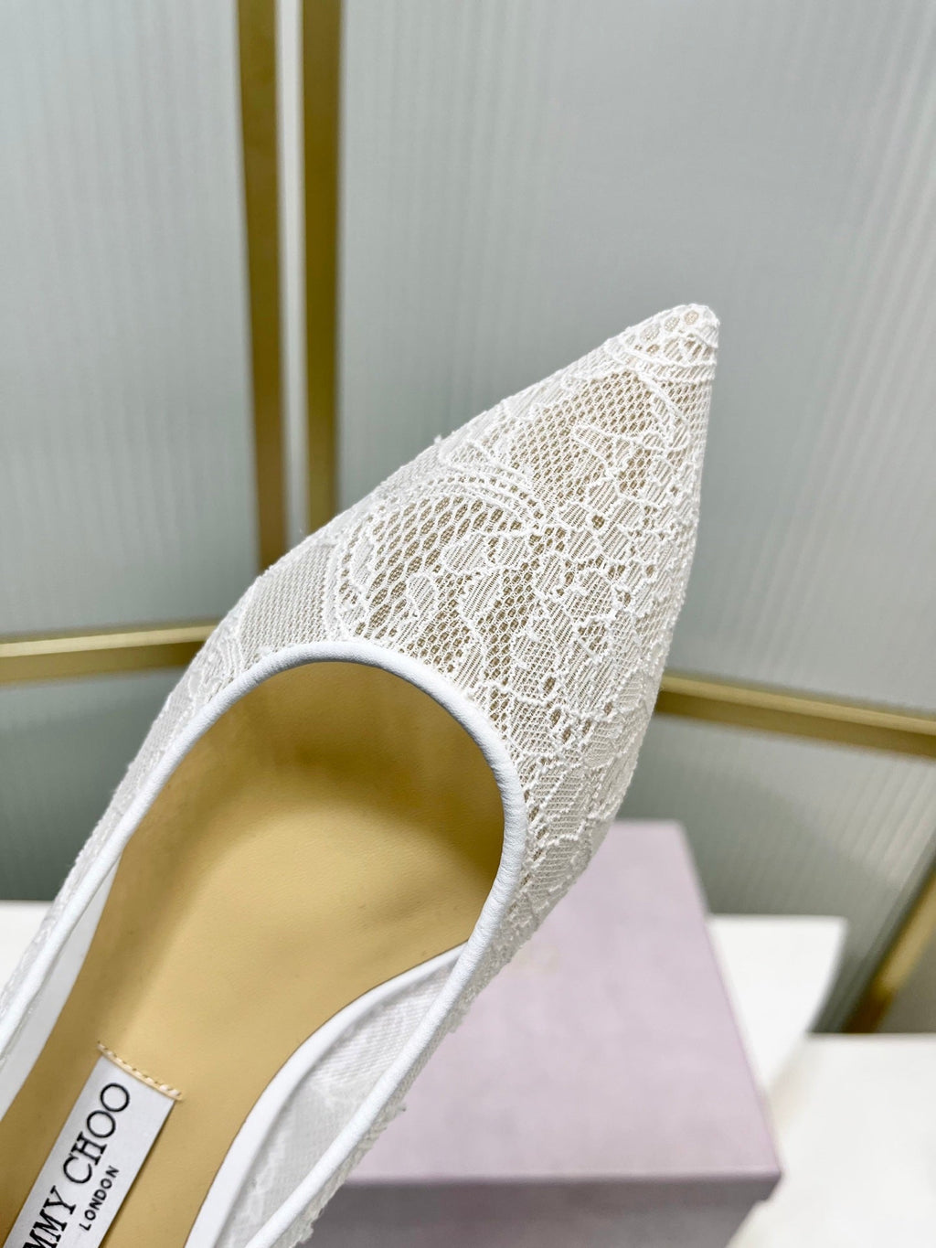 Jimmy 26s Ballet Flats White Beige Lace Sheepskin 605949