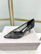 Jimmy 26s High Heel Pump 65 Black Lace Sheepskin 605957