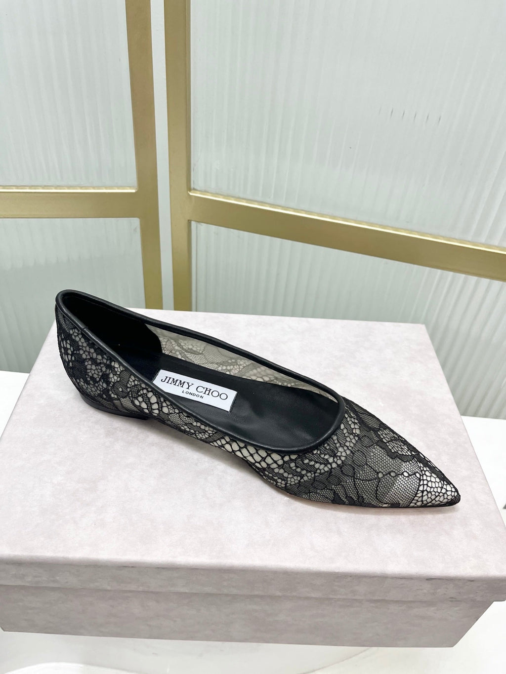 Jimmy 26s Ballet Flats Black Lace Sheepskin 605958