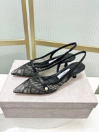 Jimmy 26s Slingback 45 Black Lace Sheepskin 605959