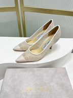 Jimmy 26s Heel Pump 85 White Beige Lace Sheepskin 605960