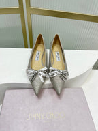 Jimmy 26s Pointed Toe Pump 25 Silver Glitter Cowhide 605967