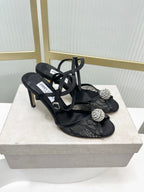 Jimmy 26s Peep-Toe High Heels  85 Black Lace Sheepskin 605973