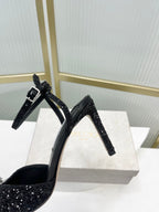 Jimmy 26s Peep-Toe High Heels  85 Black Lace Sheepskin 605975