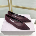 Jimmy 26s Ballet Flats Burgundy Rhinestones Mesh Sheepskin 605980