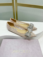 Jimmy 26s Ballet Flats Beige White Imported Lace Sheepskin 605986