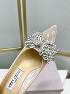Jimmy 26s High Heels 65 Beige White Imported Lace Sheepskin 605987