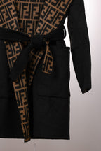 Fendi 25 Jacket Black Mix Brown Jacquard 0006