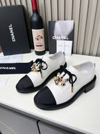 CC Shoe Oxford 50mm In White Black Calfskin And Lycra Fabric 944546