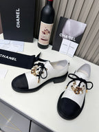 CC Shoe Oxford 50mm In White Black Calfskin And Lycra Fabric 944546
