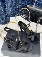 SL CORINNE SANDALS BLACK SATIN CREPE