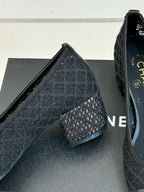 Chanel 25 Ballet Flat  50mm Black Woven Lambskin 473051