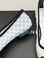 Chanel 25 Ballet Flat White Black Woven Lambskin 473057