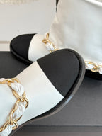 Chanel 25 Large Chain Flat-solved Boot White Lambskin 465420