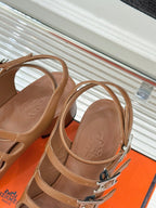 HM 26ss Peep Toe Sandals 65 Brown Sheepskin 642764