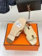 HM 26ss Flat Sandals Light Yellow Suede Sheepskin 642795