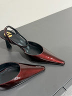 AIMÃ‰E SLINGBACK PUMPS IN WINE RED GLOSSY LAMBSKIN