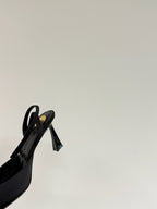 AIMÃ‰E SLINGBACK PUMPS IN BLACK SATIN