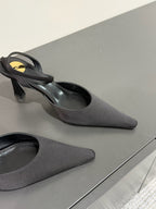 AIMÃ‰E SLINGBACK PUMPS IN BLACK SATIN