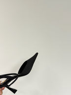 AIMÃ‰E SLINGBACK PUMPS IN BLACK SATIN