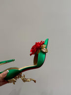 CC 25 Flower Rose Pumps Green Silk 337165