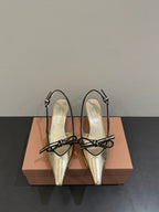 Miu slingback pump metallic gold leather