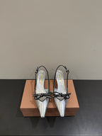 Miu slingback pump metallic sliver leather