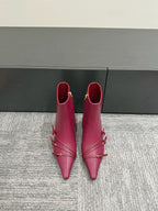 Miu 40 short boots deep magenta or berry cowhide 417983