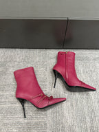 Miu 90 short boots deep magenta or berry cowhide 417984