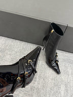 Miu 90 short boots black patent leather 417986