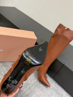 Miu 90 knee high boots brown cowhide