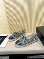 cc espadrilles black tweed cloth calfskin
