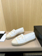 cc espadrilles white beige quilted caflskin