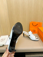 HEDEN MULE 80 WHITE CALFSKIN WITH PATTERN