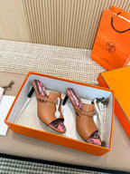 HEDEN MULE 80 TAWNY CALFSKIN WITH PATTERN