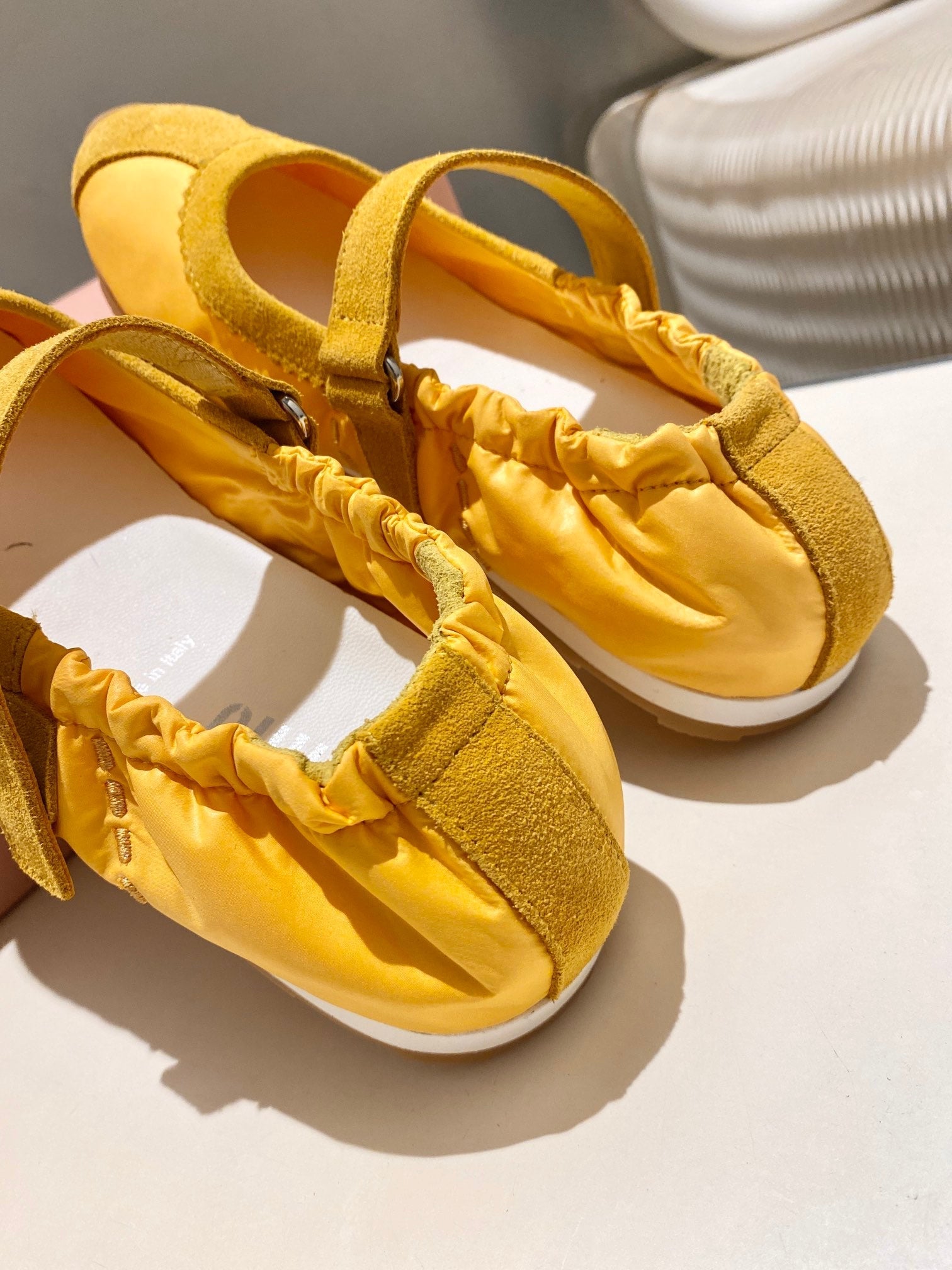 Miu Miu 2026 Ballet Flat Yellow Suede Fabric 618679