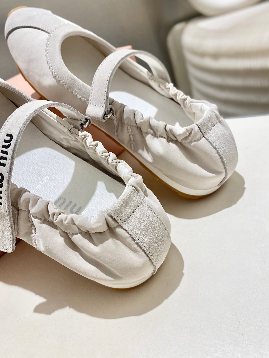 Miu Miu 2026 Ballet Flat White Suede Fabric 618680