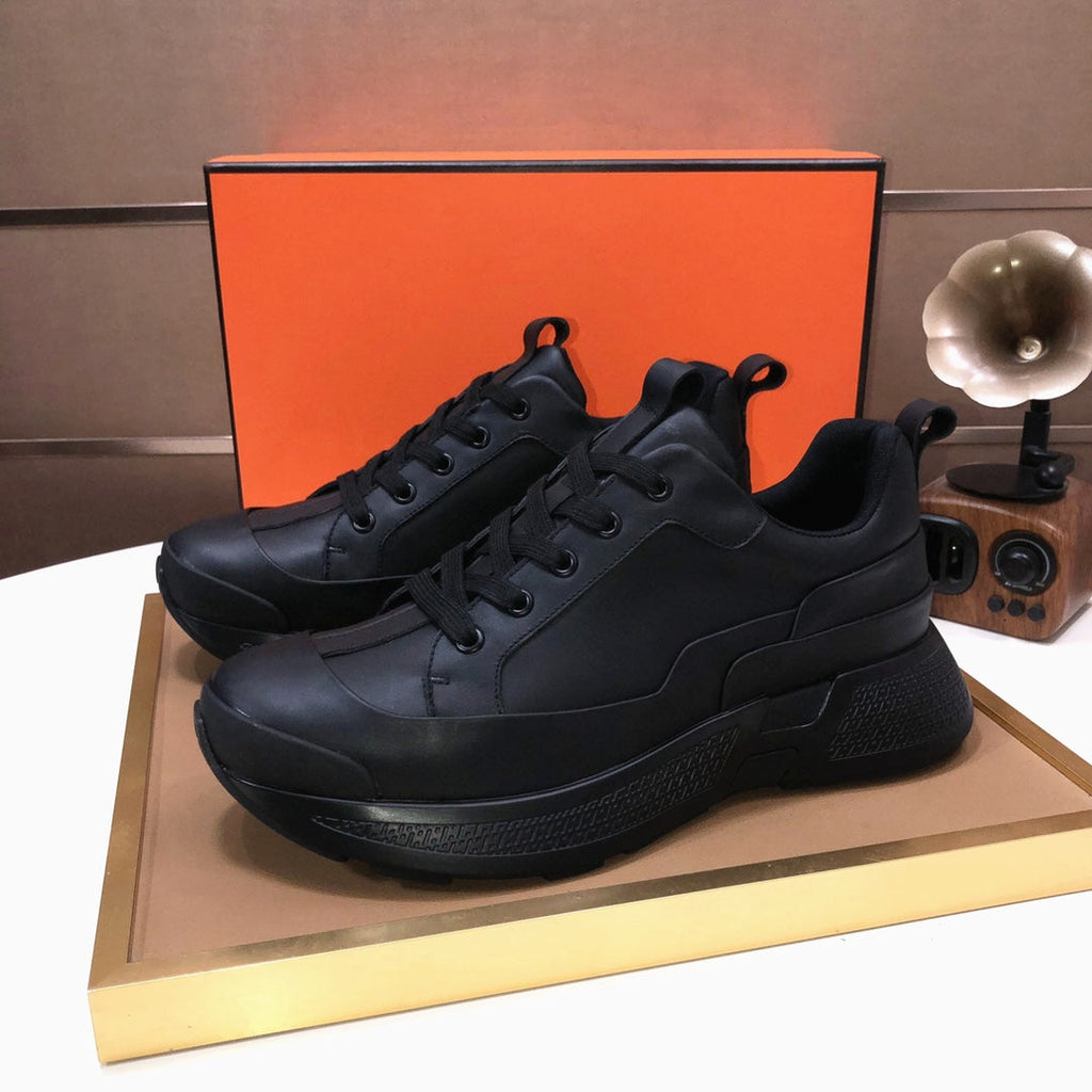 HM Men's Sneaker Full Black Cowhide 548106