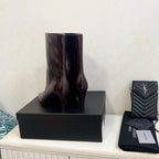 YSL 2025 Short Boot Dark Burgundy Calfskin 575013
