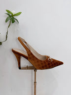 GG 26 Slingback Camel Brown Velvet 592421