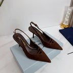 PRA 26SS Slingback 75 Dark Brown Suede 592343